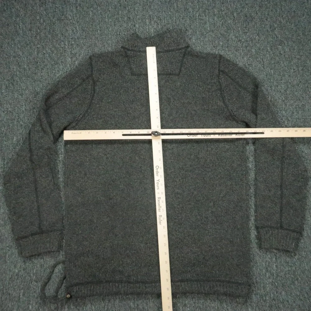 LL Bean Sweater Mens Large‎ Tall Gray Lambs Wool Quarter Zip Pockets Pullover